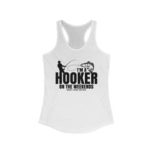 Load image into Gallery viewer, I'm a Hooker on the Weekends Redfish Design Funny Credit Card Captain Women's Racerback Tanktop