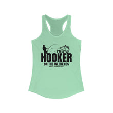 Load image into Gallery viewer, I'm a Hooker on the Weekends Redfish Design Funny Credit Card Captain Women's Racerback Tanktop