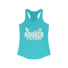 Load image into Gallery viewer, I'm a Hooker on the Weekends Bass Design Funny Credit Card Captain Women's Racerback Tanktop