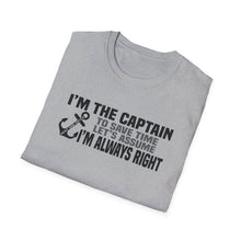 Load image into Gallery viewer, I'm the Captain, I'm Always Right Funny Official Credit Card Captain Softstyle T-Shirt