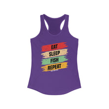Load image into Gallery viewer, Eat, Sleep, Fish, Repeat Official Credit Card Captain Women's Racerback Tank