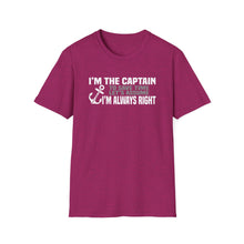 Load image into Gallery viewer, I'm the Captain, I'm Always Right Funny Official Credit Card Captain Softstyle T-Shirt