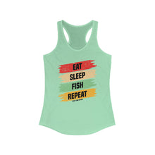 Load image into Gallery viewer, Eat, Sleep, Fish, Repeat Official Credit Card Captain Women's Racerback Tank