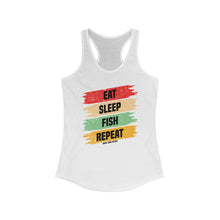 Load image into Gallery viewer, Eat, Sleep, Fish, Repeat Official Credit Card Captain Women's Racerback Tank