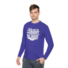 Load image into Gallery viewer, You Can't Be Crabby on The Boat Credit Card Captain Long Sleeve Tee