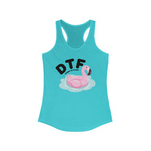 Load image into Gallery viewer, DTF Down To Float Flamingo Floatie Funny Women's Raceback Tank
