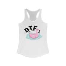 Load image into Gallery viewer, DTF Down To Float Flamingo Floatie Funny Women's Raceback Tank
