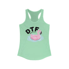 Load image into Gallery viewer, DTF Down To Float Flamingo Floatie Funny Women's Raceback Tank