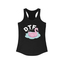 Load image into Gallery viewer, DTF Down To Float Flamingo Floatie Funny Women's Raceback Tank