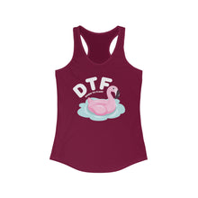 Load image into Gallery viewer, DTF Down To Float Flamingo Floatie Funny Women's Raceback Tank