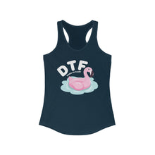 Load image into Gallery viewer, DTF Down To Float Flamingo Floatie Funny Women's Raceback Tank