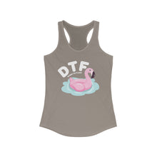 Load image into Gallery viewer, DTF Down To Float Flamingo Floatie Funny Women's Raceback Tank