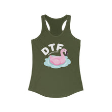 Load image into Gallery viewer, DTF Down To Float Flamingo Floatie Funny Women's Raceback Tank