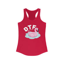 Load image into Gallery viewer, DTF Down To Float Flamingo Floatie Funny Women's Raceback Tank