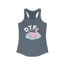 Load image into Gallery viewer, DTF Down To Float Flamingo Floatie Funny Women's Raceback Tank