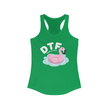 Load image into Gallery viewer, DTF Down To Float Flamingo Floatie Funny Women's Raceback Tank