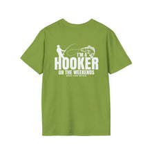 Load image into Gallery viewer, I'm a Hooker on the Weekends Redfish Design Funny Credit Card Captain Softstyle T-Shirt