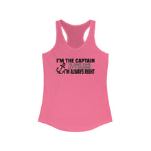 Load image into Gallery viewer, I'm the Captain, I'm Always Right Funny Official Credit Card Captain Women's Racerback Tank