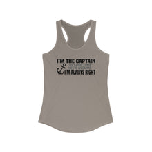 Load image into Gallery viewer, I'm the Captain, I'm Always Right Funny Official Credit Card Captain Women's Racerback Tank