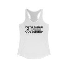 Load image into Gallery viewer, I'm the Captain, I'm Always Right Funny Official Credit Card Captain Women's Racerback Tank