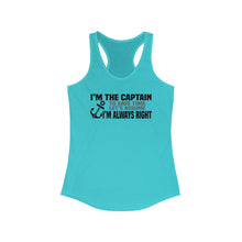 Load image into Gallery viewer, I'm the Captain, I'm Always Right Funny Official Credit Card Captain Women's Racerback Tank