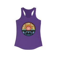 Load image into Gallery viewer, Sunset Under The Bridge Pontoon Dispensor Official Credit Card Captain Women's Racerback Tank
