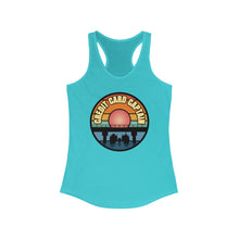 Load image into Gallery viewer, Sunset Under The Bridge Pontoon Dispensor Official Credit Card Captain Women's Racerback Tank