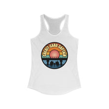 Load image into Gallery viewer, Sunset Under The Bridge Pontoon Dispensor Official Credit Card Captain Women's Racerback Tank