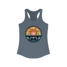 Load image into Gallery viewer, Sunset Under The Bridge Pontoon Dispensor Official Credit Card Captain Women's Racerback Tank