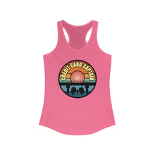 Load image into Gallery viewer, Sunset Under The Bridge Pontoon Dispensor Official Credit Card Captain Women's Racerback Tank
