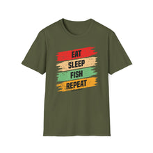 Load image into Gallery viewer, Eat, Sleep, Fish, Repeat Official Credit Card Captain Softstyle T-Shirt