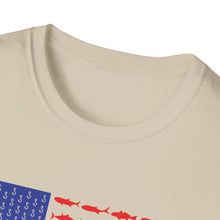 Load image into Gallery viewer, American Flag Fishing Softstyle T-Shirt