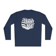 Load image into Gallery viewer, You Can't Be Crabby on The Boat Credit Card Captain Long Sleeve Tee