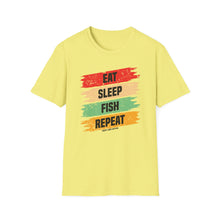 Load image into Gallery viewer, Eat, Sleep, Fish, Repeat Official Credit Card Captain Softstyle T-Shirt