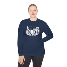 Load image into Gallery viewer, I'm a Hooker on the Weekends Bass Design Funny Credit Card Captain Long Sleeve Tee