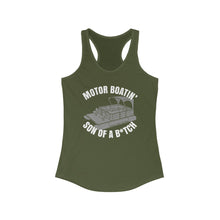 Load image into Gallery viewer, Motor Boatin' Son of a B*tch Funny Credit Card Captain Women's Racerback Tank