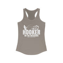 Load image into Gallery viewer, I'm a Hooker on the Weekends Redfish Design Funny Credit Card Captain Women's Racerback Tanktop