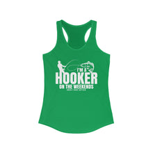 Load image into Gallery viewer, I'm a Hooker on the Weekends Redfish Design Funny Credit Card Captain Women's Racerback Tanktop