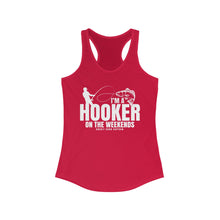 Load image into Gallery viewer, I'm a Hooker on the Weekends Redfish Design Funny Credit Card Captain Women's Racerback Tanktop