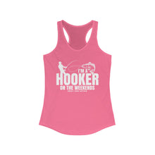 Load image into Gallery viewer, I'm a Hooker on the Weekends Redfish Design Funny Credit Card Captain Women's Racerback Tanktop