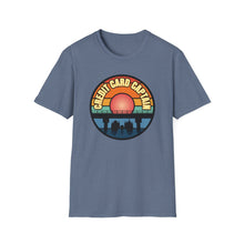 Load image into Gallery viewer, Sunset Under The Bridge Pontoon Dispensor Official Credit Card Captain Softstyle T-Shirt