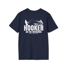 Load image into Gallery viewer, I'm a Hooker on the Weekends Marlin Design Funny Credit Card Captain Softstyle T-Shirt