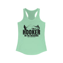 Load image into Gallery viewer, I'm a Hooker on the Weekends Marlin Design Funny Credit Card Captain Women's Racerback Tanktop