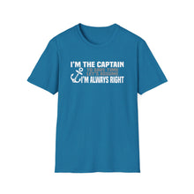 Load image into Gallery viewer, I'm the Captain, I'm Always Right Funny Official Credit Card Captain Softstyle T-Shirt