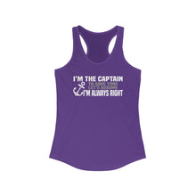 Load image into Gallery viewer, I'm the Captain, I'm Always Right Funny Official Credit Card Captain Women's Racerback Tank