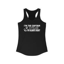 Load image into Gallery viewer, I'm the Captain, I'm Always Right Funny Official Credit Card Captain Women's Racerback Tank
