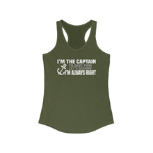 Load image into Gallery viewer, I'm the Captain, I'm Always Right Funny Official Credit Card Captain Women's Racerback Tank