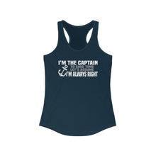 Load image into Gallery viewer, I'm the Captain, I'm Always Right Funny Official Credit Card Captain Women's Racerback Tank