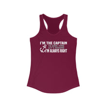 Load image into Gallery viewer, I'm the Captain, I'm Always Right Funny Official Credit Card Captain Women's Racerback Tank