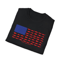 Load image into Gallery viewer, American Flag Fishing Softstyle T-Shirt